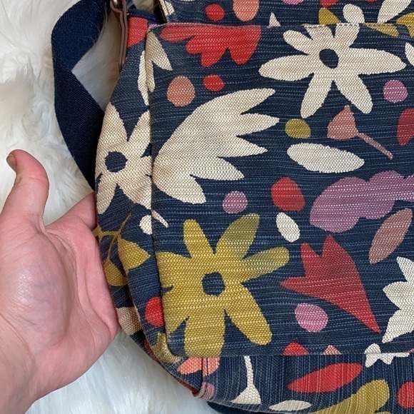 Fossil Blake Canvas Messenger Bag Floral Blue - Picture 8 of 8